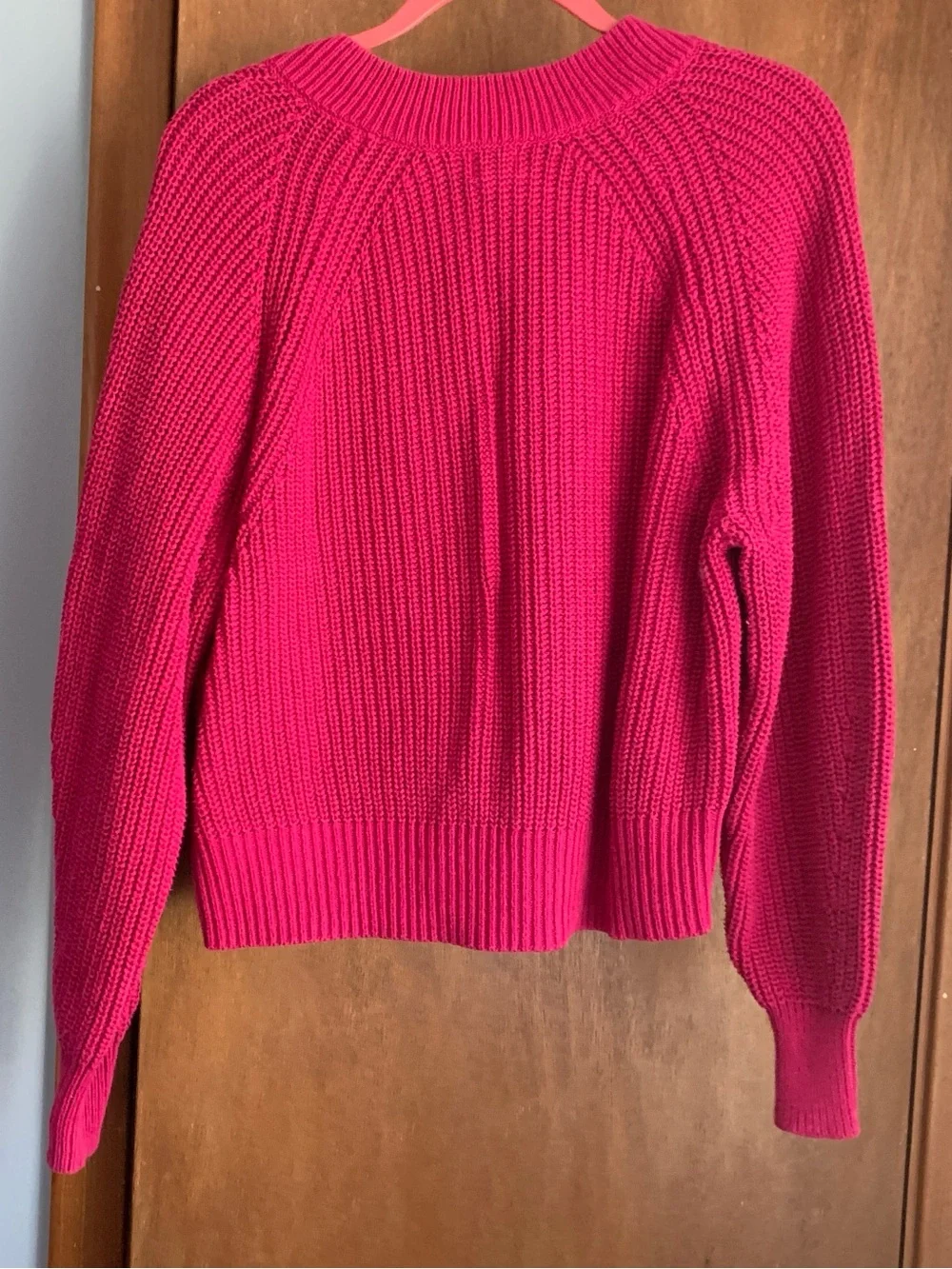 A New Day Bright Fuchsia Ribbed V-Neck Sweater